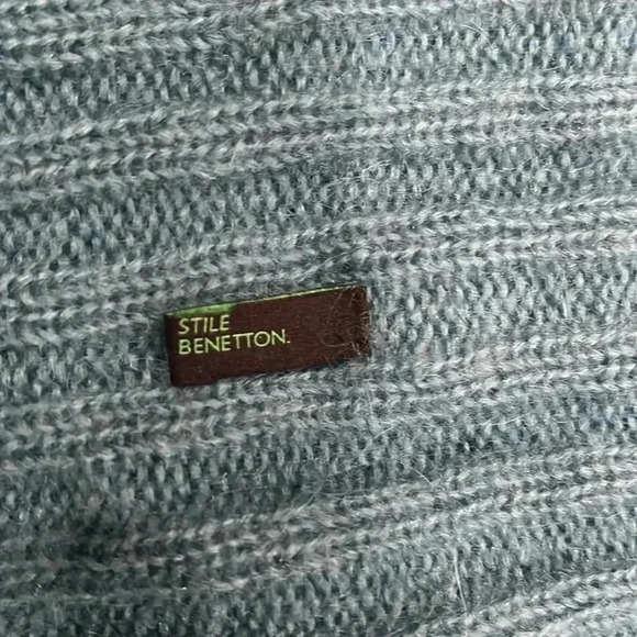 [M]Stile  Benetton Turquoise Wool Blend Knit Waterfall front Open Cardigan - Picture 6 of 6